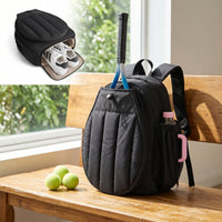 Quilted Backpack with Shoe Compartment Compact Pickleball Backpack Lightweight Pickleball Bag Portable for Gym