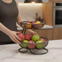 No Assembly Required Countertop Fruit Stand Space-Saving Tiered Fruit Basket High Capacity Multi-Layer Serving Stand Stable & Sturdy for Living Room, Dining Table, Party