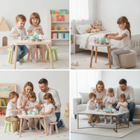 Wooden Tea Set Child Centered Toy Tea Set with Tray Educational for Kids, Playroom