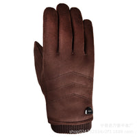 Men's Suede Winter Gloves Warm Outdoor Cycling Windproof Thickened Fleece Touchscreen Gloves