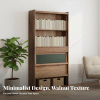 Integrated Seating fullpartitionto-room-to-room Shelving with Seat Large Capacity Tall Cabinet with Doors and Drawer personalizedizable Design shelving unit Enclosed Compartments for Book Lovers, Students, homeowners, Living Room, Study, Bedroom