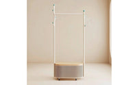 Mobile Clothes Rack with Cabinet Versatile Clothes Rack with Wheels Portable Coat Hanger Stand Floor-Standing for Bedroom, Entryway, Foyer