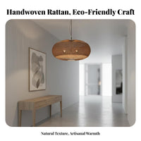Natural Material Woven Rattan Chandelier Handwoven Woven Rattan Light Creative Design Bamboo Hanging Lamp Adjustable Height for Restaurant Owners, Interior Designers, DIY Decorators, Bedroom, Bar Counter, Living Room, Cafe