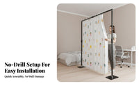 Drillnon-permanent Installation Tension Rod Partition Curtain tool-freestanding Design Floor-to-Ceiling Tension Pole Kit Adjustable Height and Width Room Divider Light-Blocking for Renters, Studio Apartment Dwellers, Students, Bedroom, Dressing Area