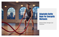 Red Battle Rope, Fitness Training Rope, Power Rope, Full Sleeve, Home Gym, Muscle Strength, MMA