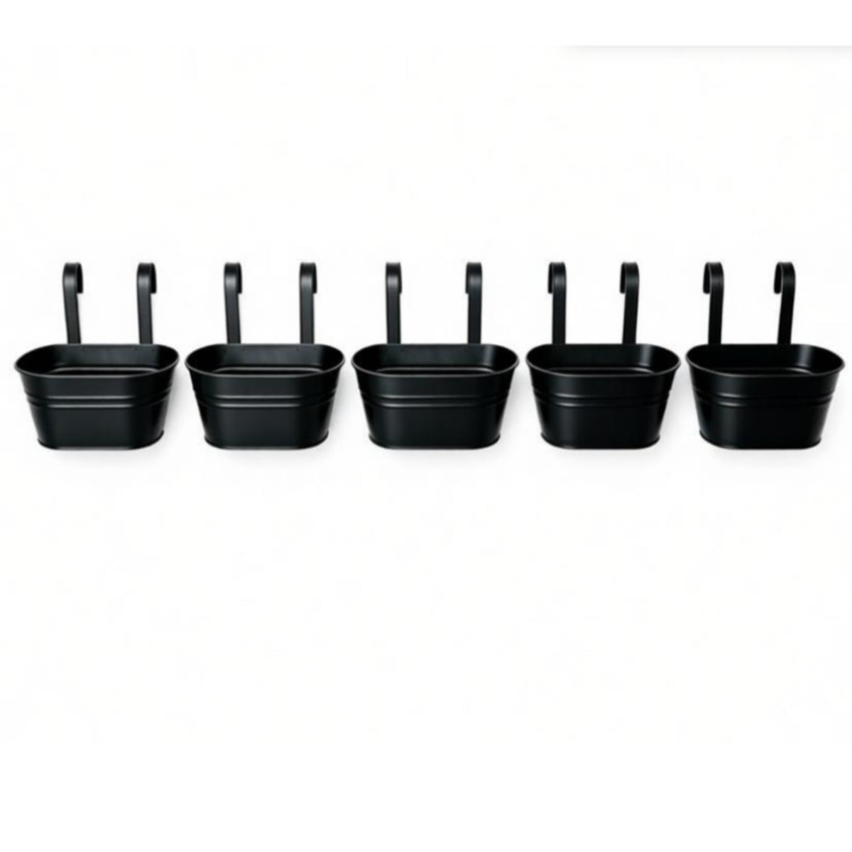 5 Pieces Hanging Planter with Hooks Oval Railing Planter Easy-to-Hang for Fence
