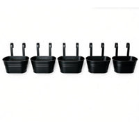 5 Pieces Hanging Planter with Hooks Oval Railing Planter Easy-to-Hang for Fence