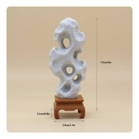 Natural Openings Taihu Stone Ornament Pale Gray Miniature Stone Decoration for Courtyard Scenes, Dollhouses