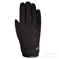 Men's Suede Winter Gloves Warm Outdoor Cycling Windproof Thickened Fleece Touchscreen Gloves