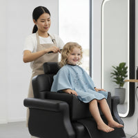 Easy to Clean Barber Chair Booster Cushion Upholstered Salon Booster Seat with Front Panel Stain-Resistant Children's Haircut Cushion Long-Lasting for Home Haircuts