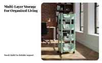 Multi-Tier Rolling Cart Space-Saving Rolling Storage Cart Mobile Shelving Unit Sturdy Multi-Tier Utility Trolley Easy Assembly