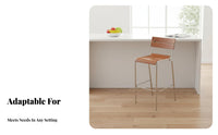 Nordic Design Bar Stool with backrestrest Iron Frame Counter Chair Minimalist design Seating Furniture Built-in Footrest for Homeowners, Adults, Business Owners, Cafe, Restaurant, Kitchen Island, Dining Room
