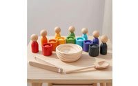 Color Sorting Toy Educational Color Sorting Set Brightly Colored Wooden Peg Doll Set for Young Children, Preschoolers, Homeschool