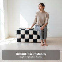 Nordic Design Checkerboard Cube Pouf Multi-Purpose Ottoman Sturdy Footstool Lightweight for Interior Design Enthusiasts, Young Adults, Gift Givers, Living Room, Entryway, Bedroom, Lounge