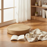 Japanese Woven Mat Pillow Retains Shape Round Woven Floor Pillow Round Woven Floor Pillow Handmade Jute Meditation Pouf