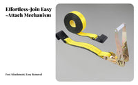 Abrasion Resistant Ratchet Tie down Strap Easy Release 2 Inch Flat Hook Strap for Truck Drivers, Warehouse Workers, Flatbed Trailers, Moving