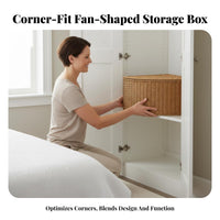 Fan-Shaped Storage Bin Imitation Rattan Fan-Shaped Woven Basket Corner Storage Basket Space-Saving Woven Corner Organizer