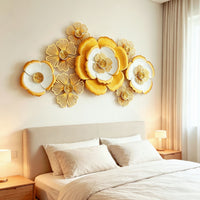 Modern European Iron Wall Decor Gold Flower Wall Hanging for Entryway