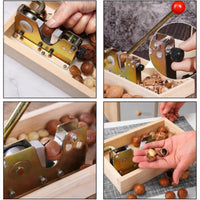 Wooden Base Lever Nut Sheller Red Handle Manual Nut Sheller Adjustable Screw Nutcracker