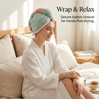 Microfibre Towel Wrap for Women, Super Absorbent Turban for Adults, Lightweight Fleece Post Bath 25 x 60 cm
