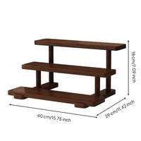 Three-Tier Storage Display Rack Walnut Wood Desktop Shelf Stand Compact