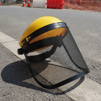 Face Visor with Mesh Guard Head-Mounted Mesh Face Visor Breathable Adjustable for Landscapers, Vegetation Cutting, Lawn Care