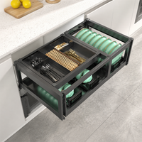 Under Sink Organiser, Kitchen Pull Out Organiser, Space Aluminum Pull Out Drawers for Cabinets, Single Layer Drawer Type for Cleaning Supplies