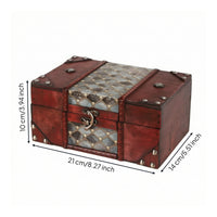 Wooden Storage Box Antique-Reminiscent of Wooden Jewelry Box Decorative Organizer for Dresser