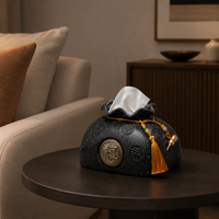 Decorative Tissue Box with Fu Design, Stylish Cosmetic Tissue Box for Living Room & Desk
