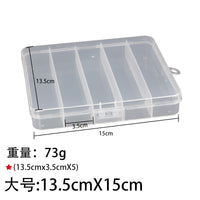 Fishing Lure Box 5-Compartment Transparent Storage Box Tackle Box Bait Box Fishing Gear Accessories Fixed PP Plastic Box