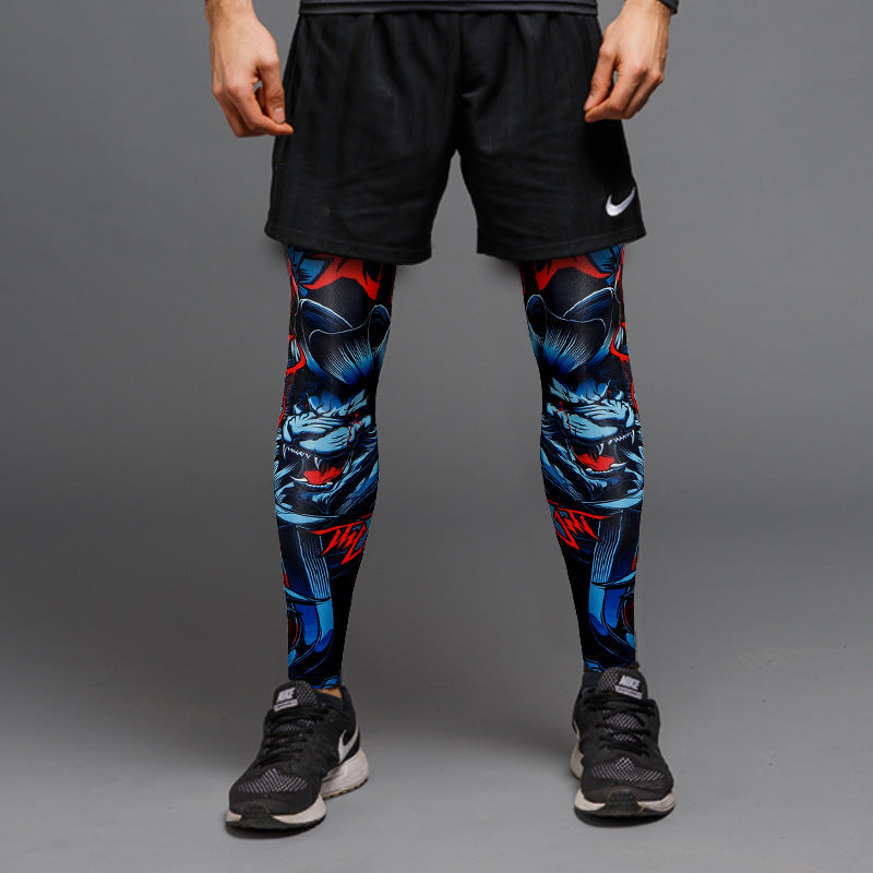 Cycling Leg Sleeves for Running Training Basketball - Non-Slip, Quick-Dry, Elastic Knee Protection with Skull Design