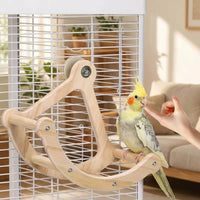 Pirate Ship Toy Rocking Perch Stand, Wooden Parrot Toy Arch for Bird Cage, Small Medium Parrot Enrichment and Entertainment Hanging Perch Toy Wood