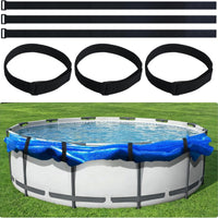 6 Pieces Adjustable Pool Cover Fastening Strap Nylon Pool Cover Strap Kit with Buckles Hook-and-Loop Secure