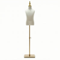 Child Mannequin with Stand Textile-wrappedCovered Mannequin Torso with Golden Base-Colored Dress Form for Tailors, Window Display, Photography Studio