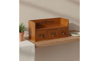 3 Drawer Wooden Desktop Organizer Sturdy Construction 3-Drawer Wooden Organizer Vintage Desk Storage Box No Assembly Required