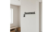 Metal Basement Wall Plaque Humorous Decor Stairway Silhouette Door Frame Art Easy Installation House Decoration for Bar