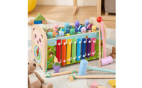 Multifunctional Whack-Arodent Toy Toddler Pounding Bench with Mallets Hands-on Learning Wooden Activity Cube Sensory for Playroom