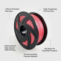 PLA Filament 1.75mm 1kg Spool for 3D Printer, High Speed FDM Red Color, Toughness for Beginners