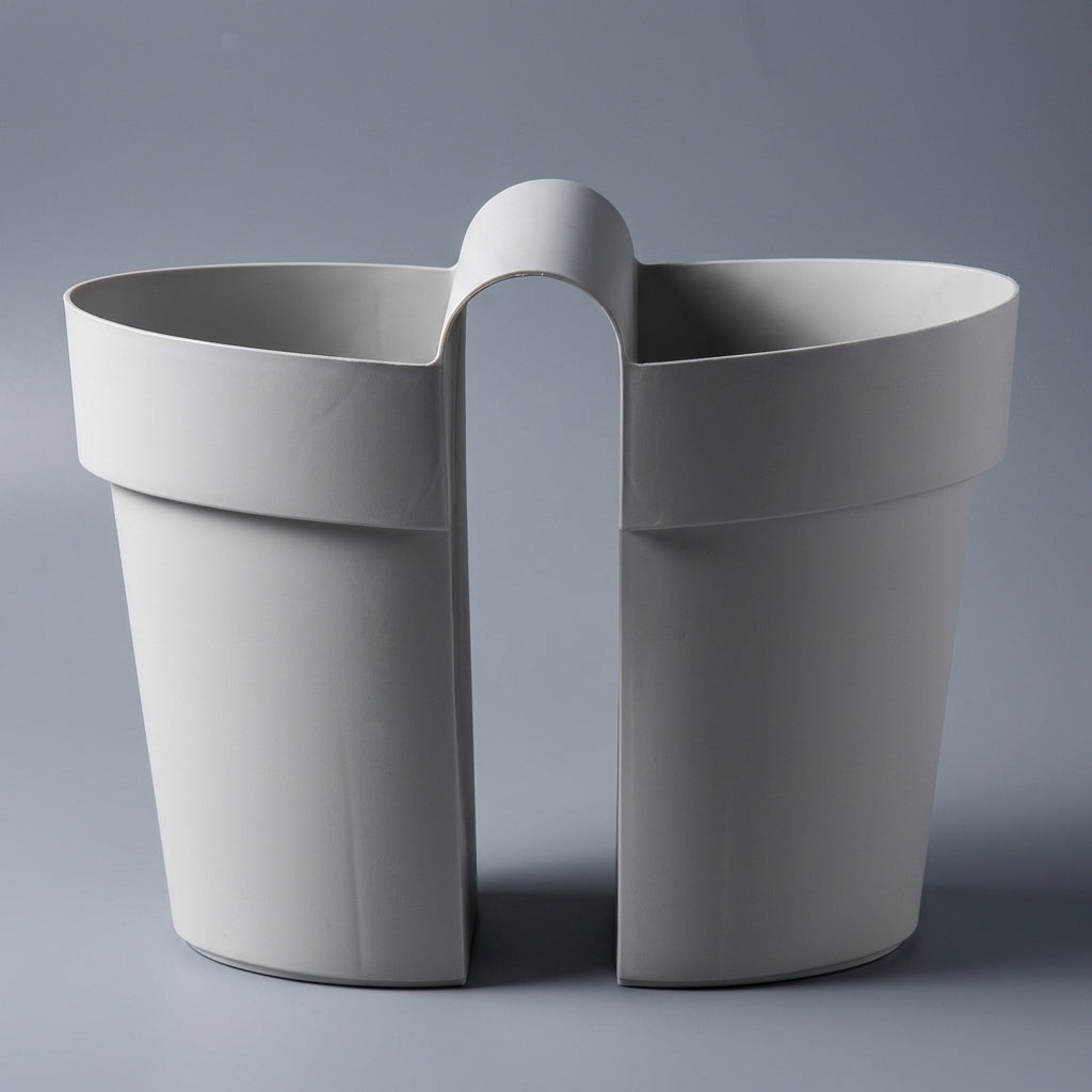 Plant Pots for Garden Fence and Flower Box Display, Oval Plant Pots for Indoor and Outdoor Use, Hanging Planter with Detachable Hooks, Gray
