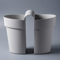 Plant Pots for Garden Fence and Flower Box Display, Oval Plant Pots for Indoor and Outdoor Use, Hanging Planter with Detachable Hooks, Gray