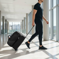 Wheeled Athletic Duffel Zippered Compartments Rolling Duffel Bag Soft Textile