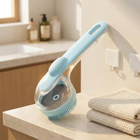 Soap Dispenser for Dog Bath and Grooming, Soft Silicone Shower Brush with Ergonomic Handle, Dog Shampoo Brush for Cat Bath, Silicone Pet Tool