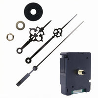 Aluminum Hands Radio-Controlled Clock Movement Kit Black Housing Noiseless Sweep Clock Movement Threaded Shaft Timekeeping Parts Includes Nut and Washer