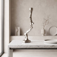 Taper Candle Holder Curved Candlestick with Weighted Base Aluminum Candle Holder with Weighted Base for Restaurant