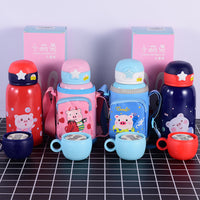 Little Bunny Kids Thermal Water Bottle with Straw for Boys and Girls, 316 Stainless Steel Temperature Display Cup for School and Kindergarten