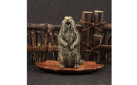 Figurine Brass-Colored Groundhog Statue Miniature Sculpture for Desk