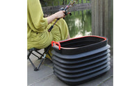 Telescopic Handle Collapsible Car Wash Pail Foldable Rolling Wash Pail Large Capacity Wheeled for Fishing, Outdoor