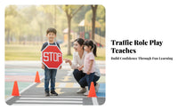 Red Octagonal Stop Sign Role-Play Tabard White Border Stop Sign Tabard Sleeveless Dress-up Item Side Ties for Children, Party, Stage