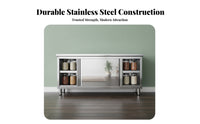 Rustproof Stainless Steel Work Table Cabinet Easy to Clean Heavy Duty Prep Table Sliding Doors Adjustable Feet Kitchen Cabinet with Sliding Doors Waterproof for Restaurant Employees, Home Cooks, Hobbyists, Hotel, Warehouse, Workshop, Garage