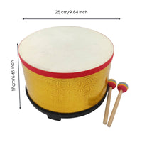 Rhythm Drum 10 Inch Hand Drum Drumhead Leather Head Music Instrument for Kids, Preschoolers, Classroom, Stage Performance
